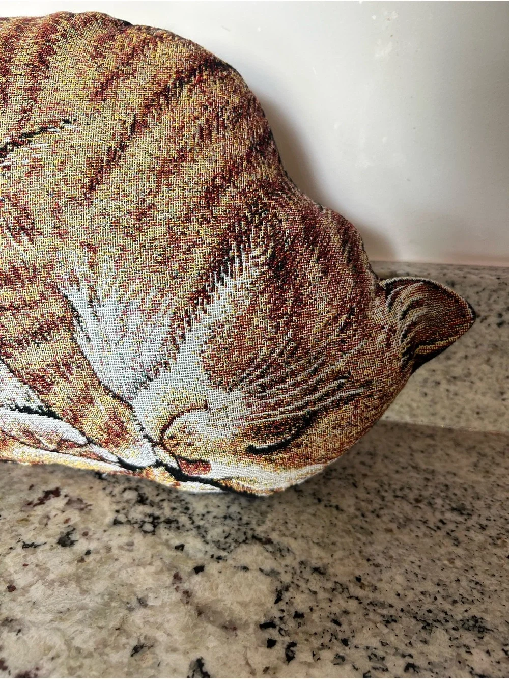 Vintage Decorative Sleeping Cat Throw Pillow - orange kitty